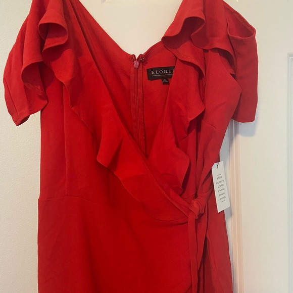 Eloquii Red Ruffle Wrap Jumpsuit 20 - NWT - Picture 5 of 7